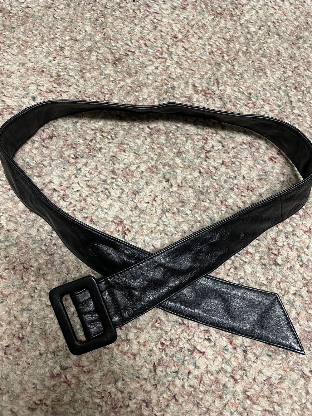 Danier black Leather Belt with Rectangular Buckle - new